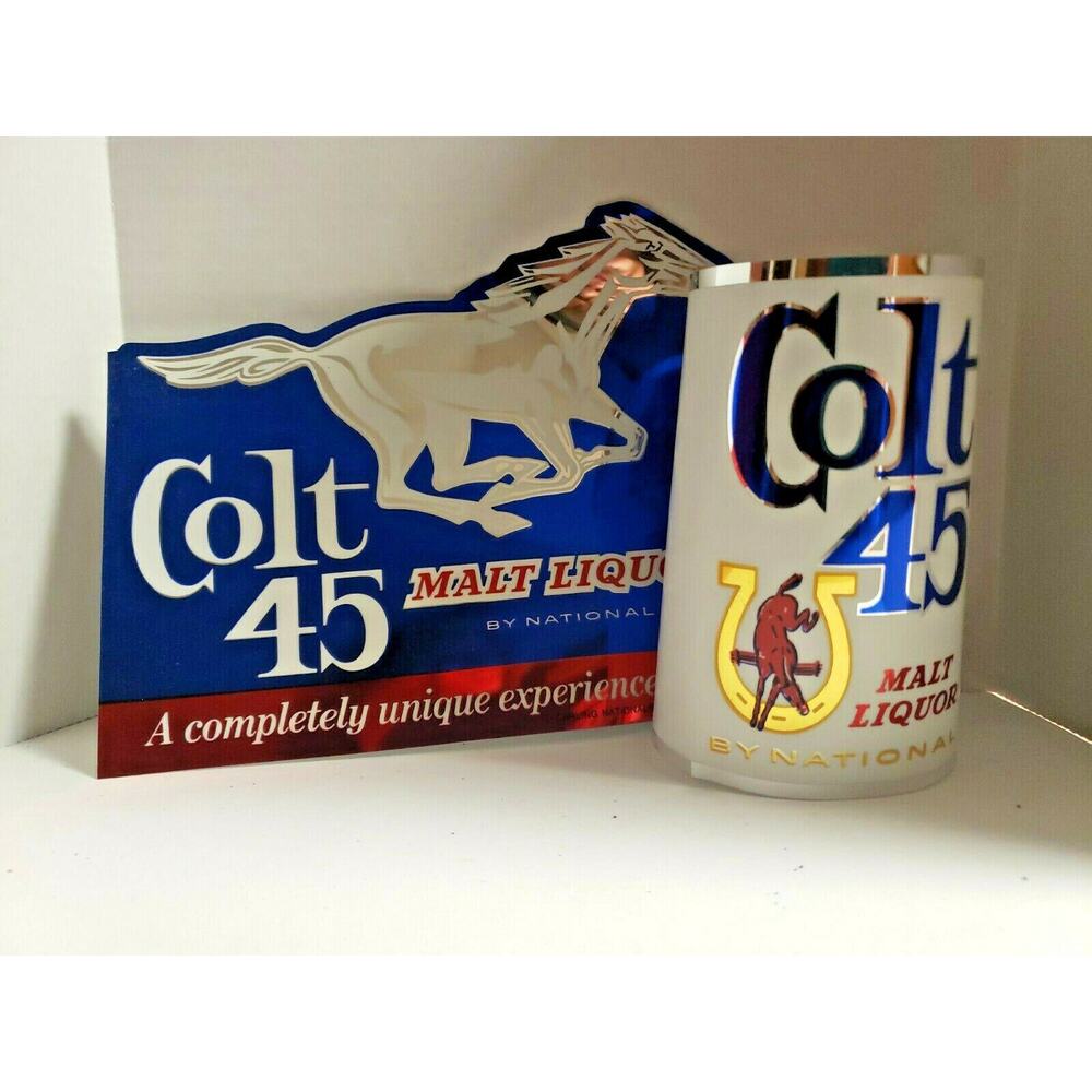 Vintage‎ Old Colt 45 Malt Liquor 3-D thin Foil National Beer Sign New Old Stock